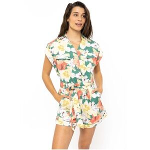 Rusty USA Roots Romper Sea Foam Floral
